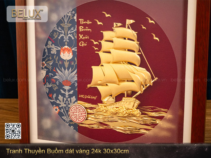 Tranh Thuyền Buồm Mạ Vàng Khổ Vuông 30×30